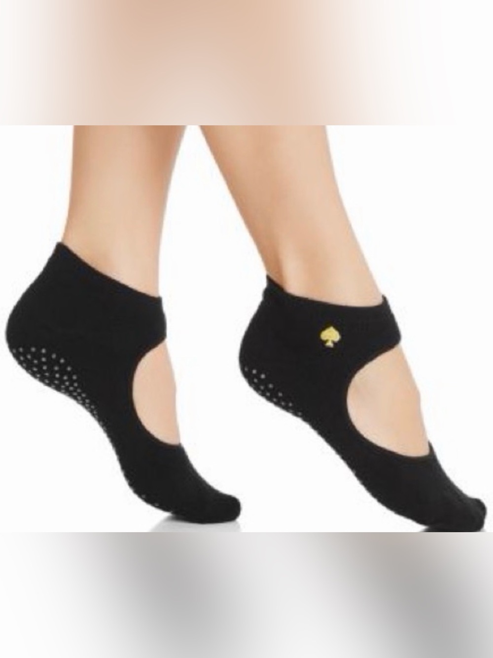 New Kate Spade Black Ballet Barre Socks with Gold Spade Accent Two Pair